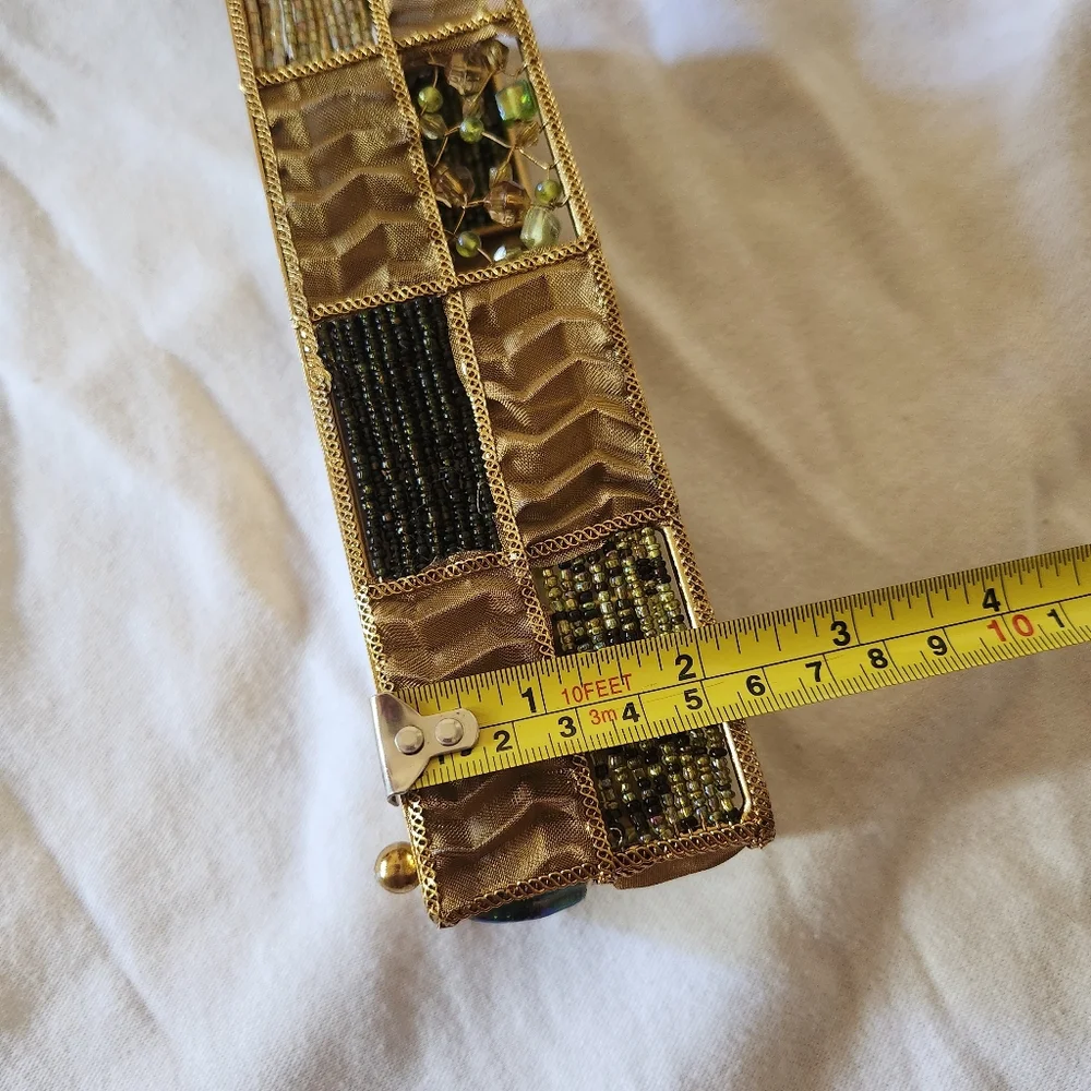 Vintage Beaded Gold Trinket Tray Jewelry Organizer Decorative Vanity